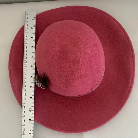 VTG Nordstrom Pink Hat 100% Rabbit Hair Made In England Fedora Derby Brooch Pin - Picture 11 of 15